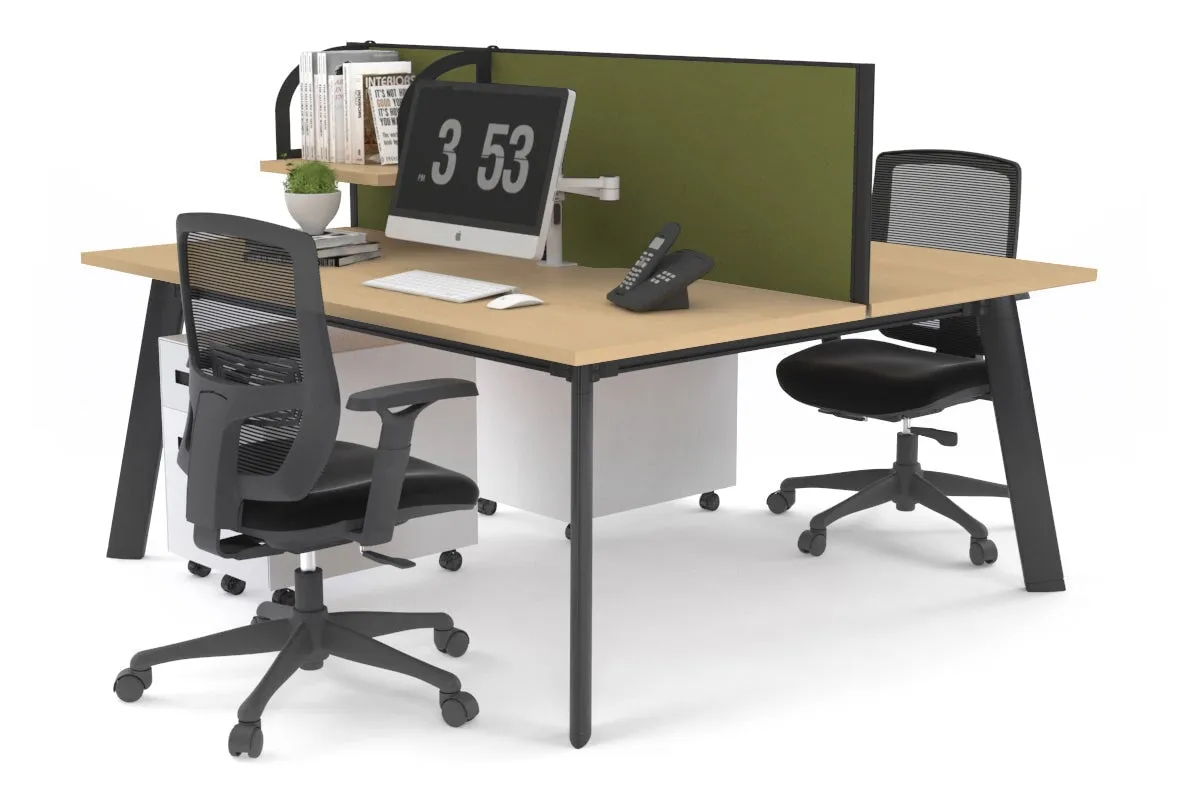 Switch - 2 Person Workstation Black Frame [1200L x 800W with Cable Scallop]