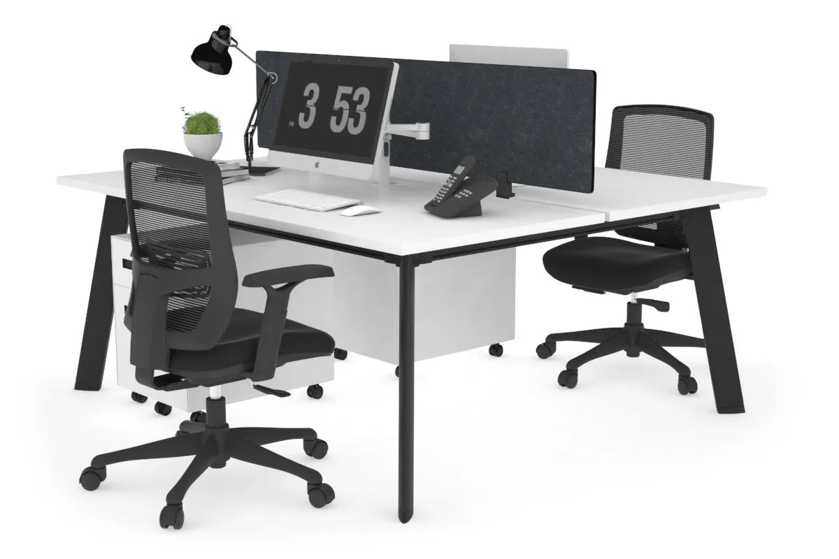 Switch - 2 Person Workstation Black Frame [1200L x 800W with Cable Scallop]