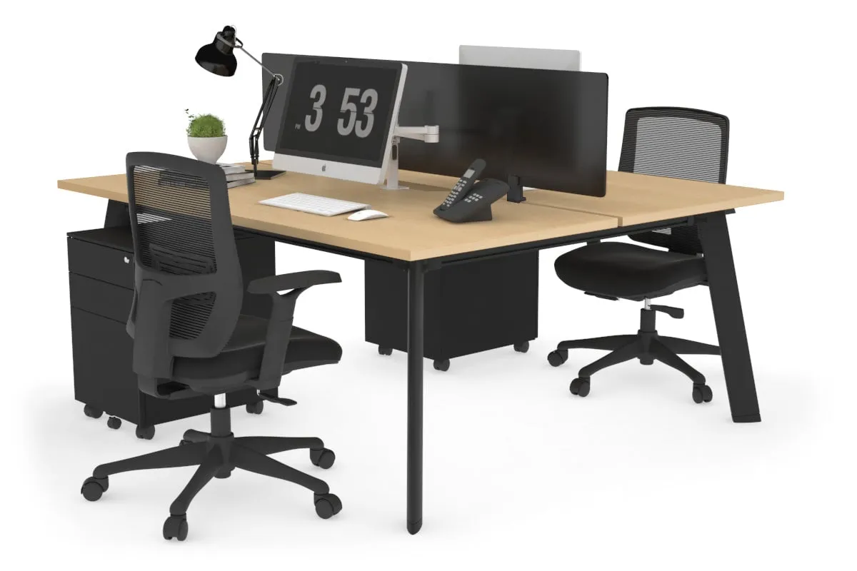 Switch - 2 Person Workstation Black Frame [1200L x 800W with Cable Scallop]