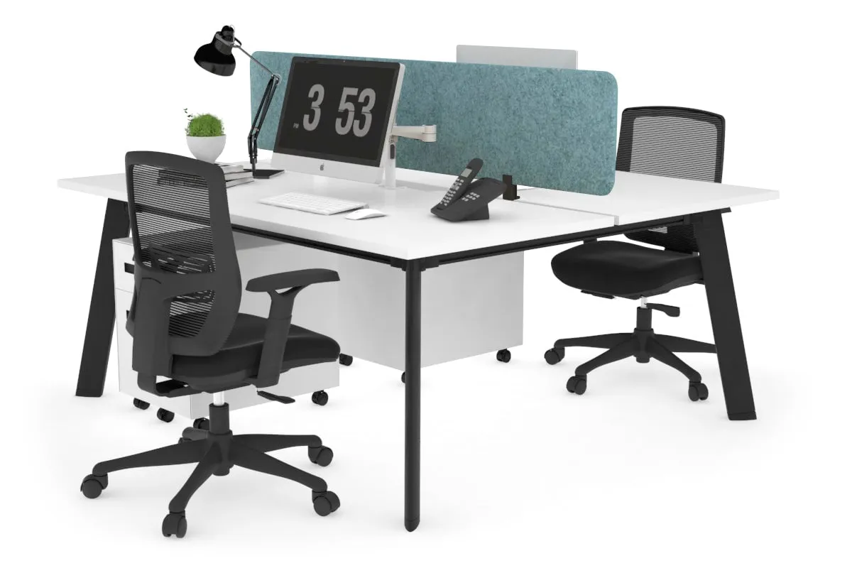 Switch - 2 Person Workstation Black Frame [1200L x 800W with Cable Scallop]