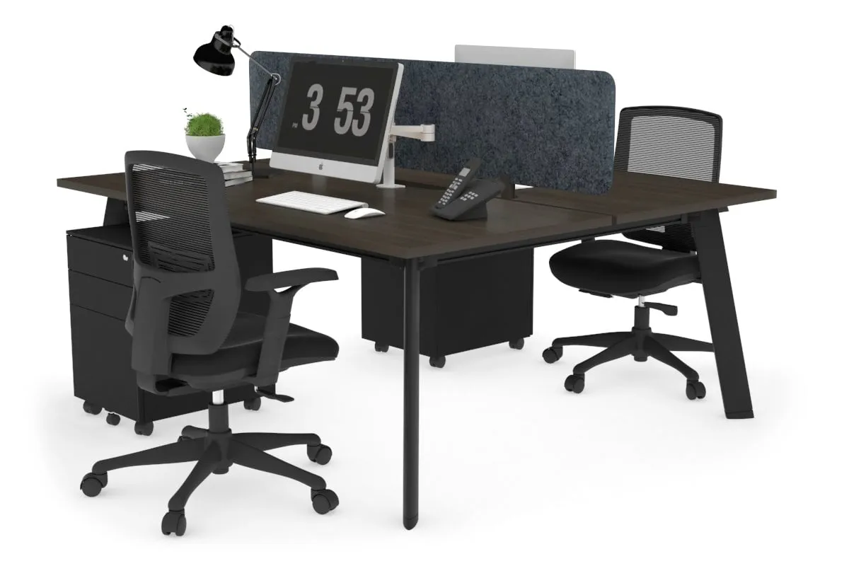 Switch - 2 Person Workstation Black Frame [1200L x 800W with Cable Scallop]
