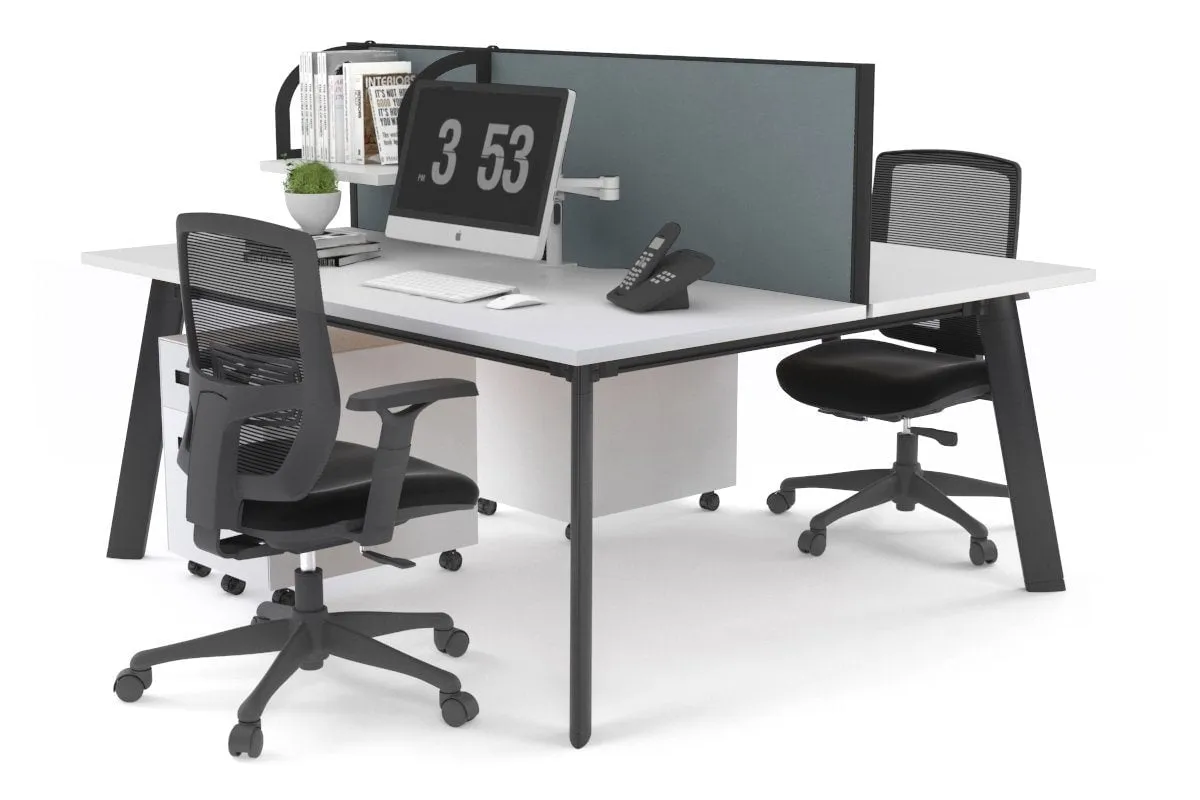 Switch - 2 Person Workstation Black Frame [1200L x 800W with Cable Scallop]