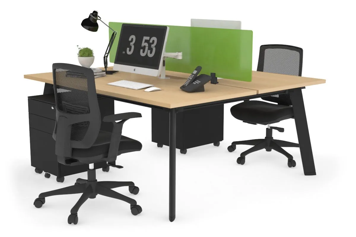 Switch - 2 Person Workstation Black Frame [1200L x 800W with Cable Scallop]
