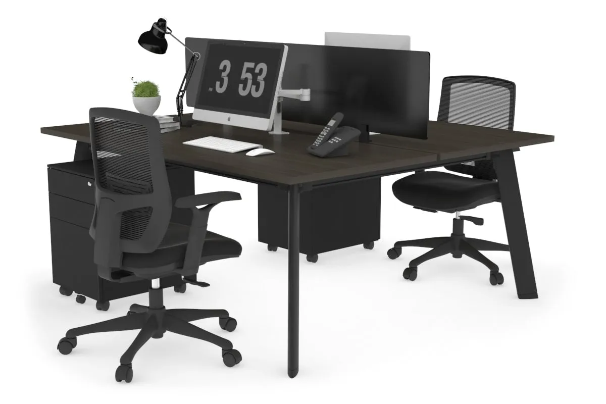 Switch - 2 Person Workstation Black Frame [1200L x 800W with Cable Scallop]