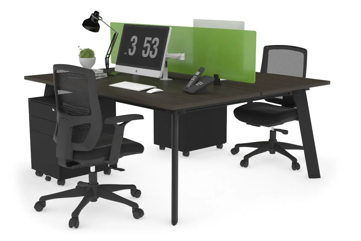 Switch - 2 Person Workstation Black Frame [1200L x 800W with Cable Scallop]