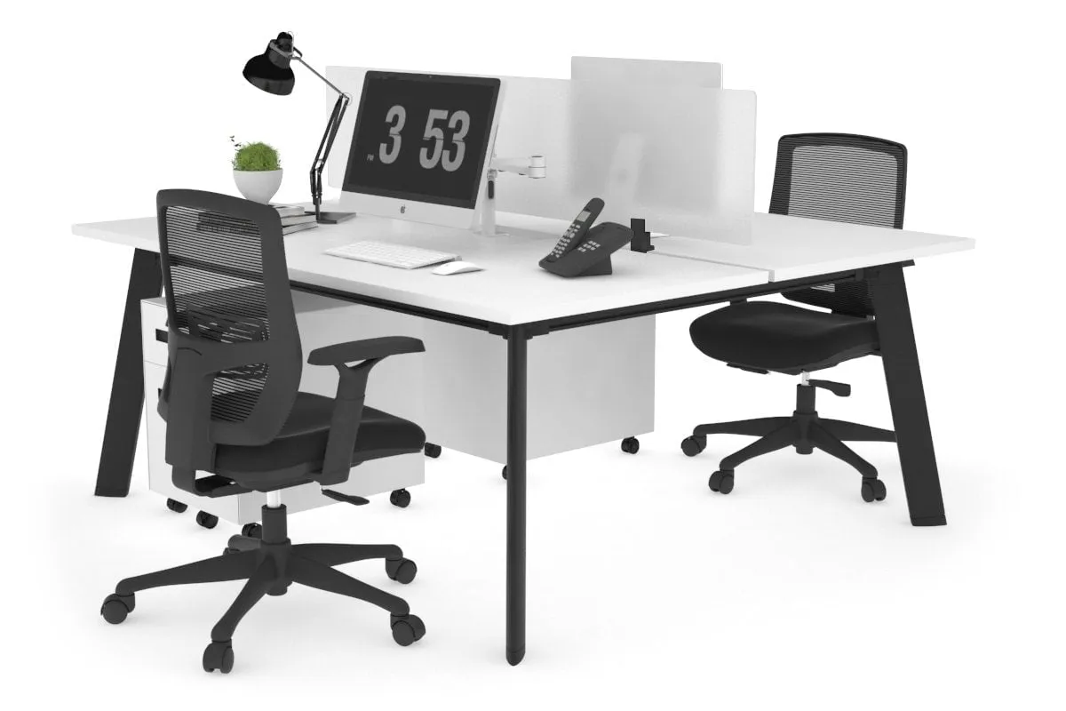 Switch - 2 Person Workstation Black Frame [1200L x 800W with Cable Scallop]