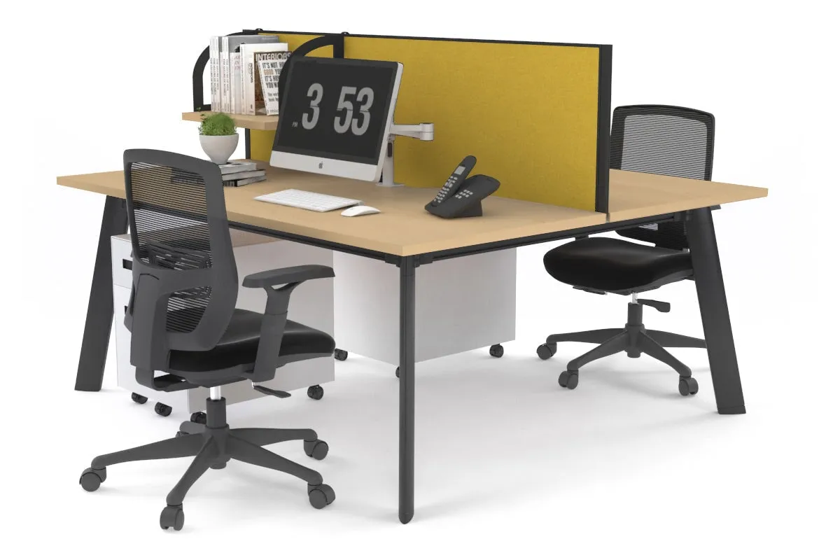 Switch - 2 Person Workstation Black Frame [1200L x 800W with Cable Scallop]