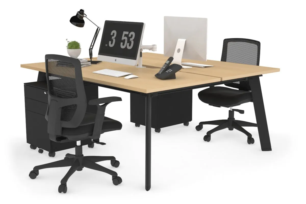 Switch - 2 Person Workstation Black Frame [1200L x 800W with Cable Scallop]
