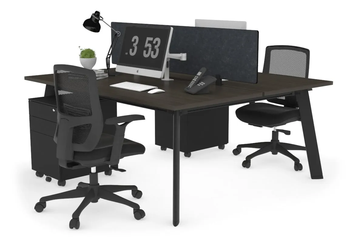Switch - 2 Person Workstation Black Frame [1200L x 800W with Cable Scallop]