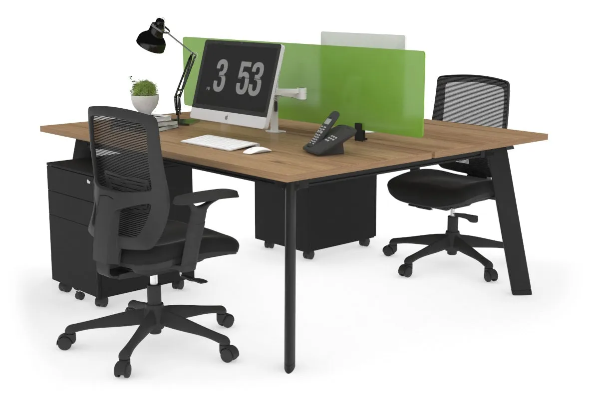 Switch - 2 Person Workstation Black Frame [1200L x 800W with Cable Scallop]