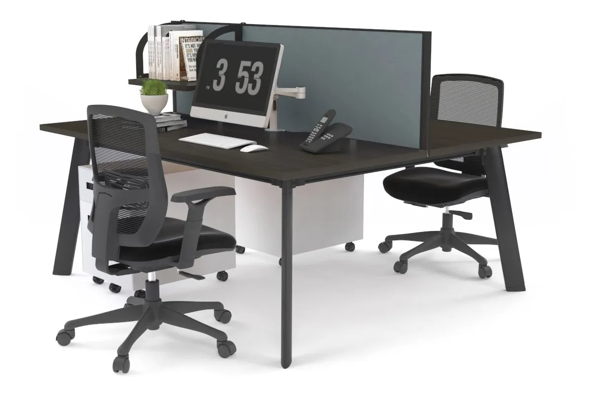 Switch - 2 Person Workstation Black Frame [1200L x 800W with Cable Scallop]