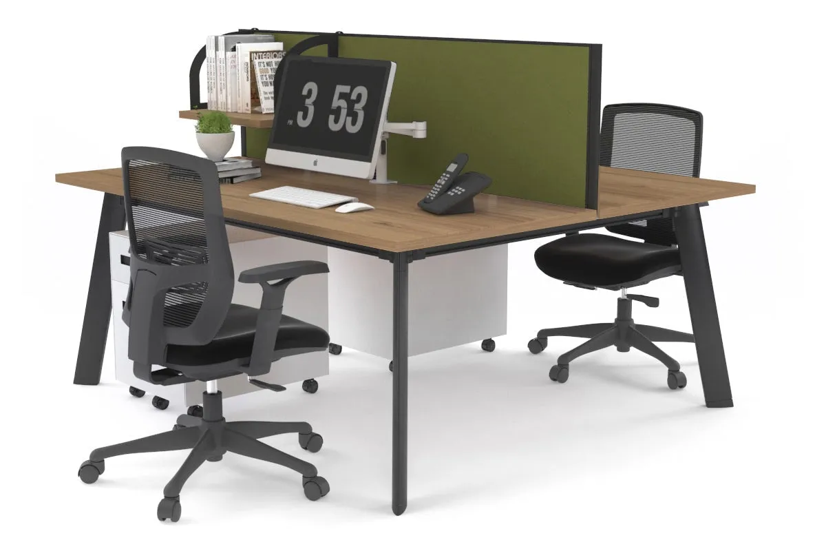 Switch - 2 Person Workstation Black Frame [1200L x 800W with Cable Scallop]
