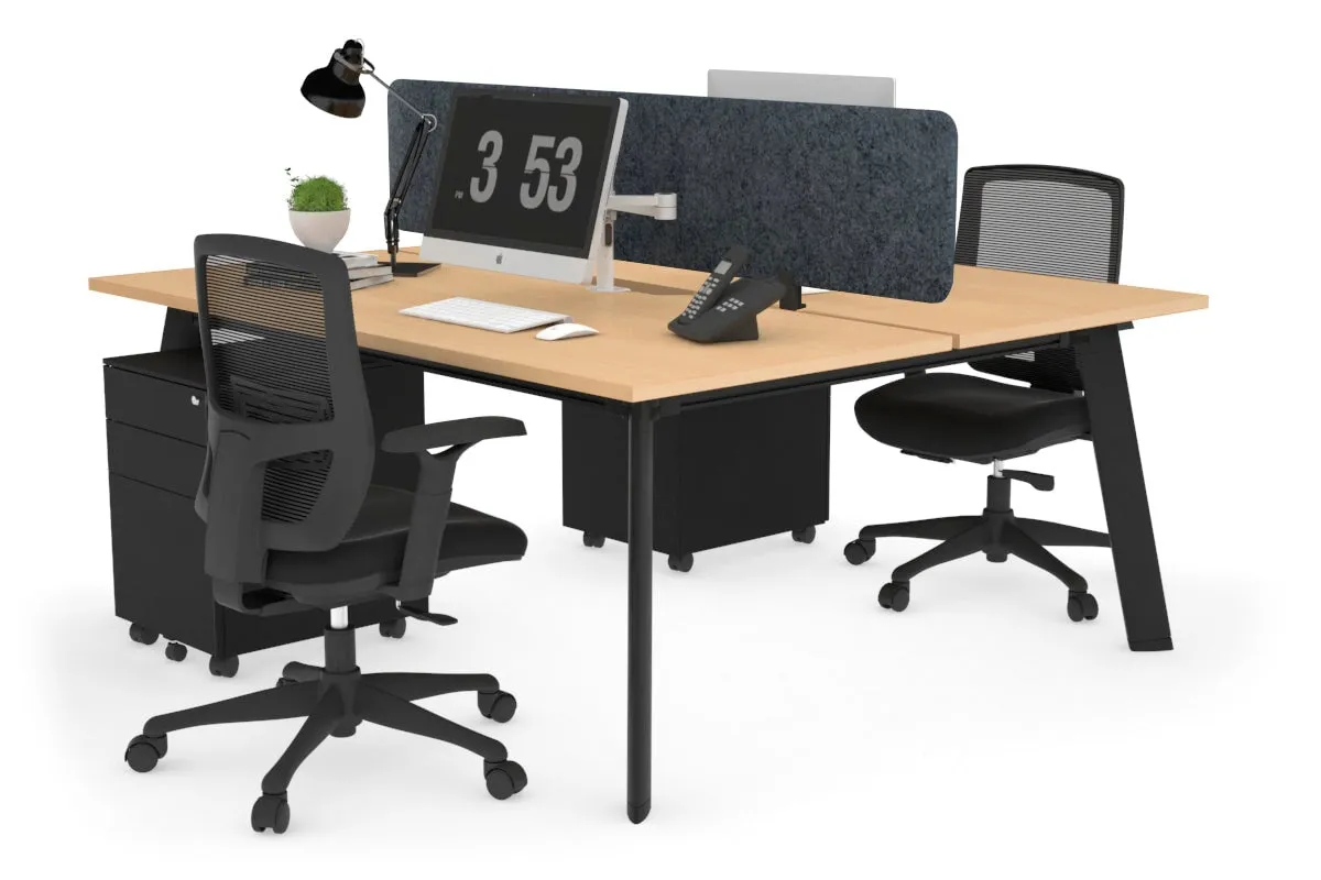 Switch - 2 Person Workstation Black Frame [1200L x 800W with Cable Scallop]