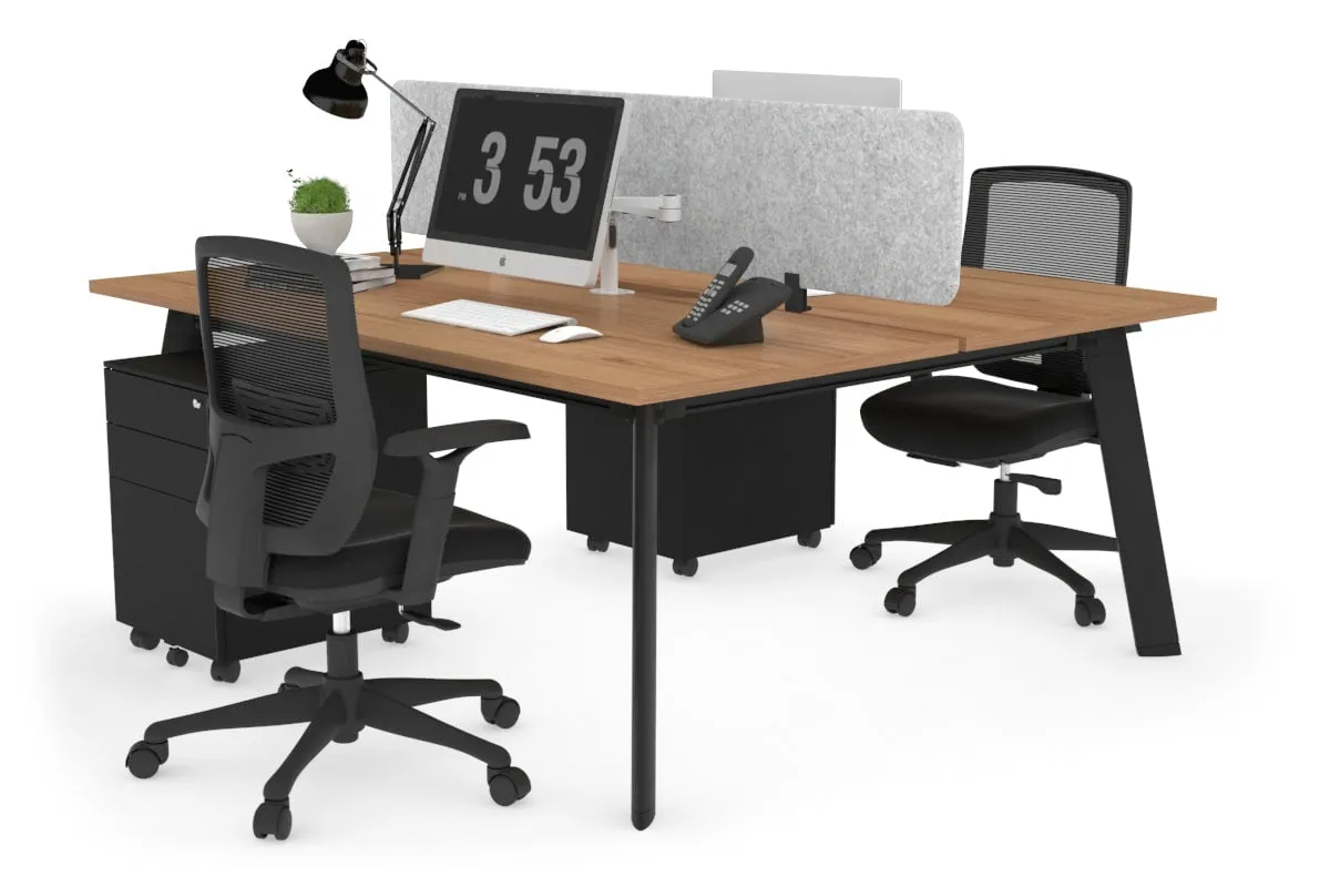 Switch - 2 Person Workstation Black Frame [1200L x 800W with Cable Scallop]