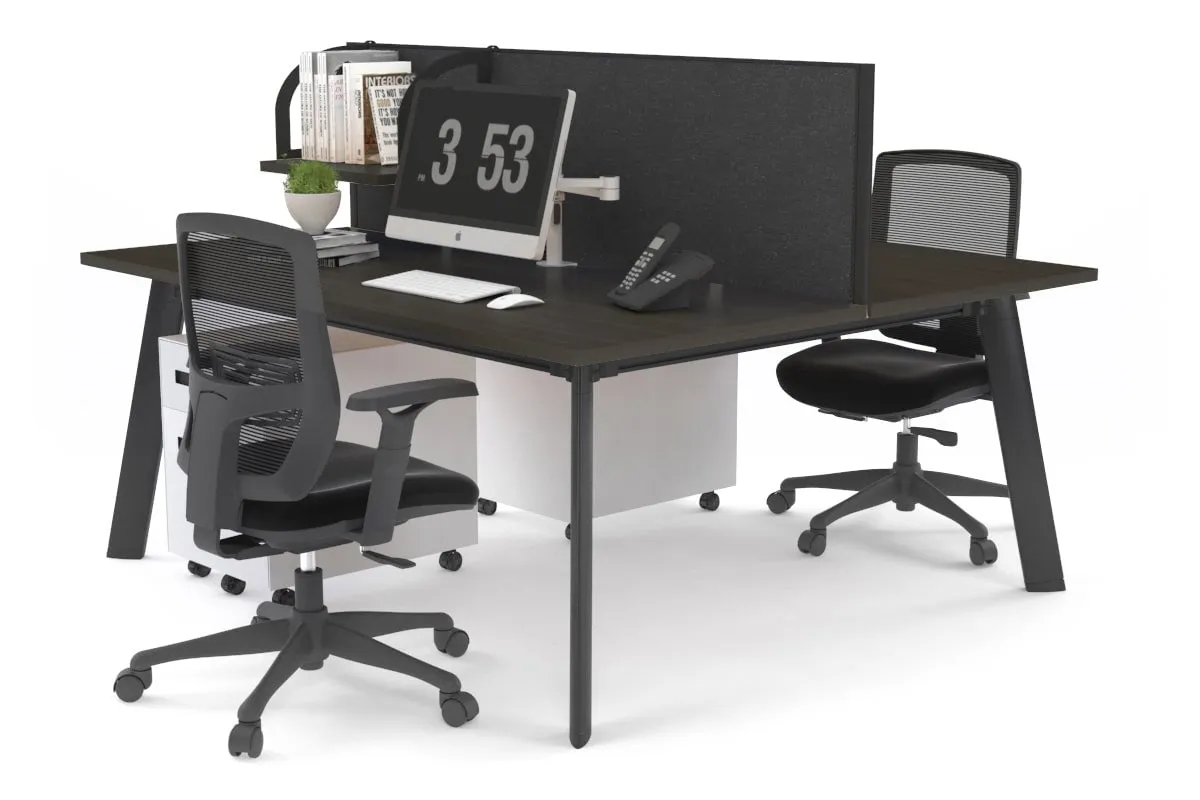 Switch - 2 Person Workstation Black Frame [1200L x 800W with Cable Scallop]