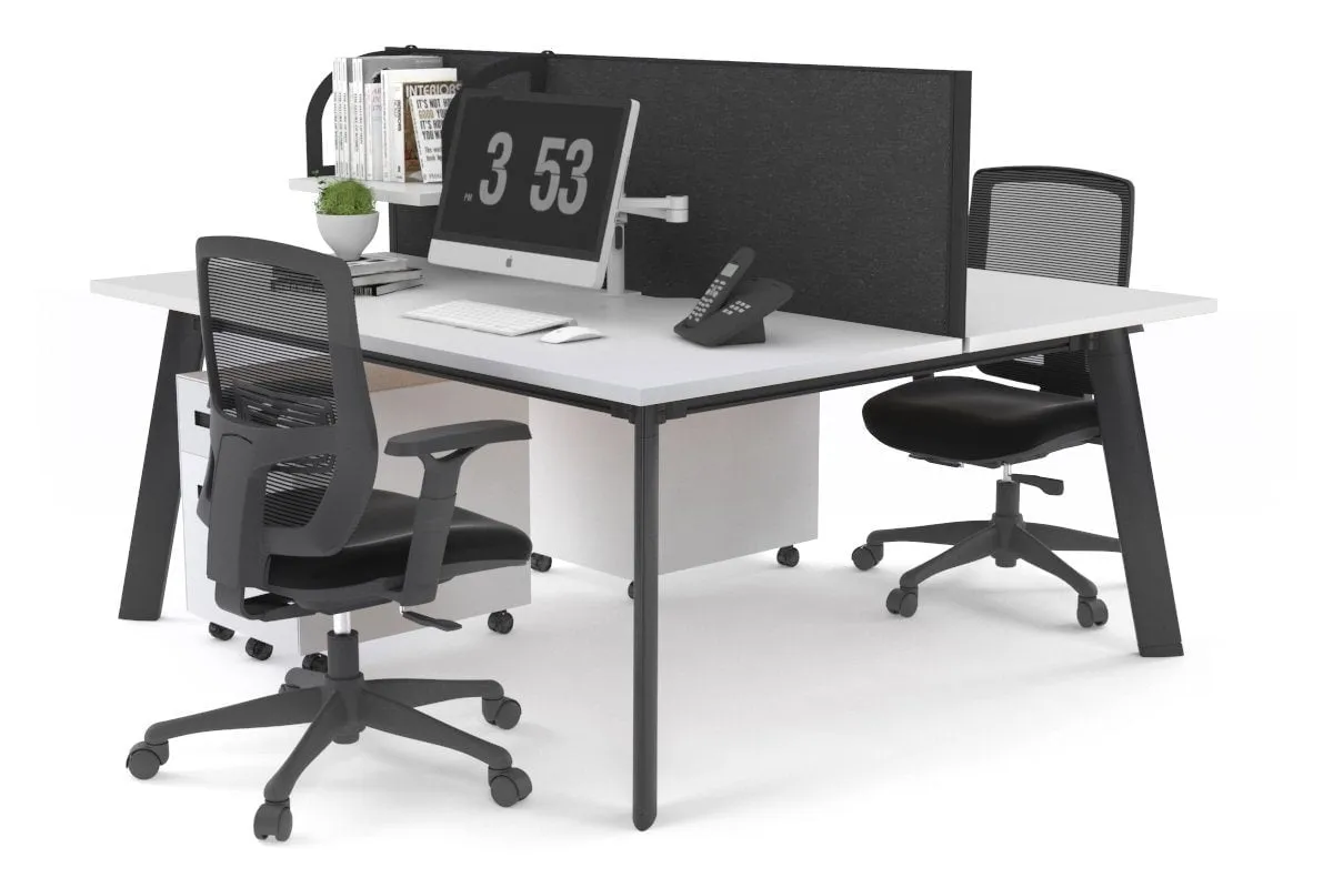 Switch - 2 Person Workstation Black Frame [1200L x 800W with Cable Scallop]
