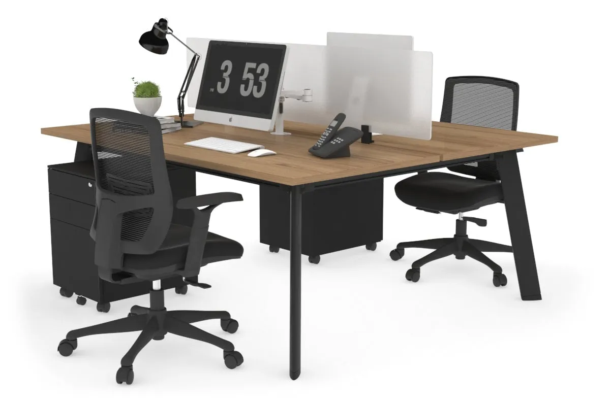 Switch - 2 Person Workstation Black Frame [1200L x 800W with Cable Scallop]
