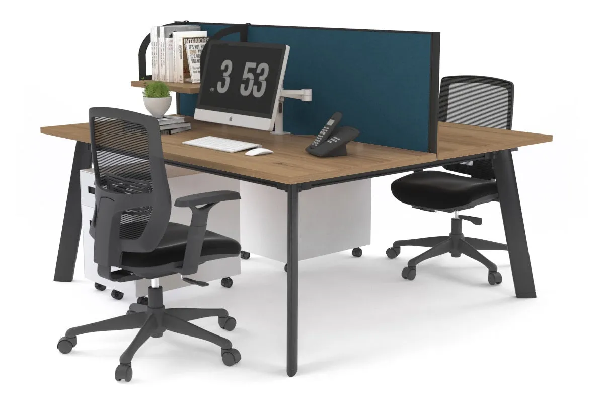 Switch - 2 Person Workstation Black Frame [1200L x 800W with Cable Scallop]