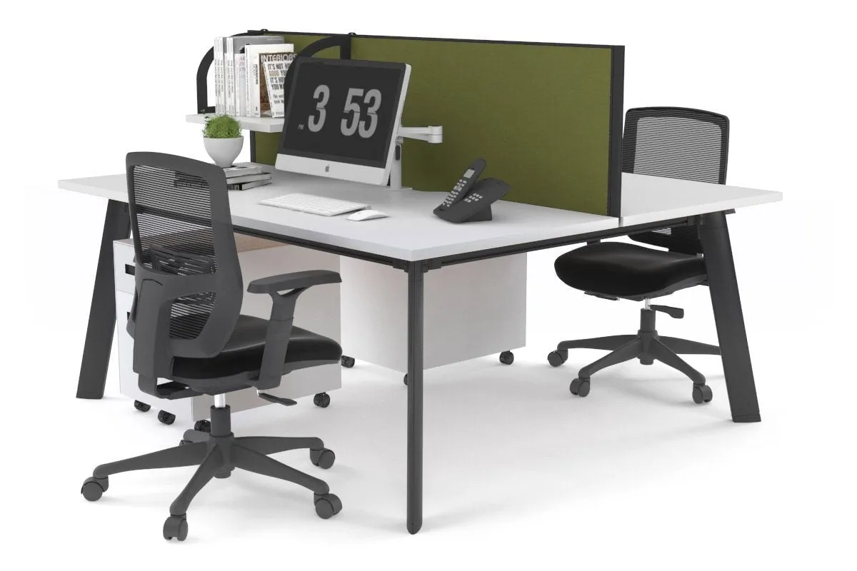 Switch - 2 Person Workstation Black Frame [1200L x 800W with Cable Scallop]