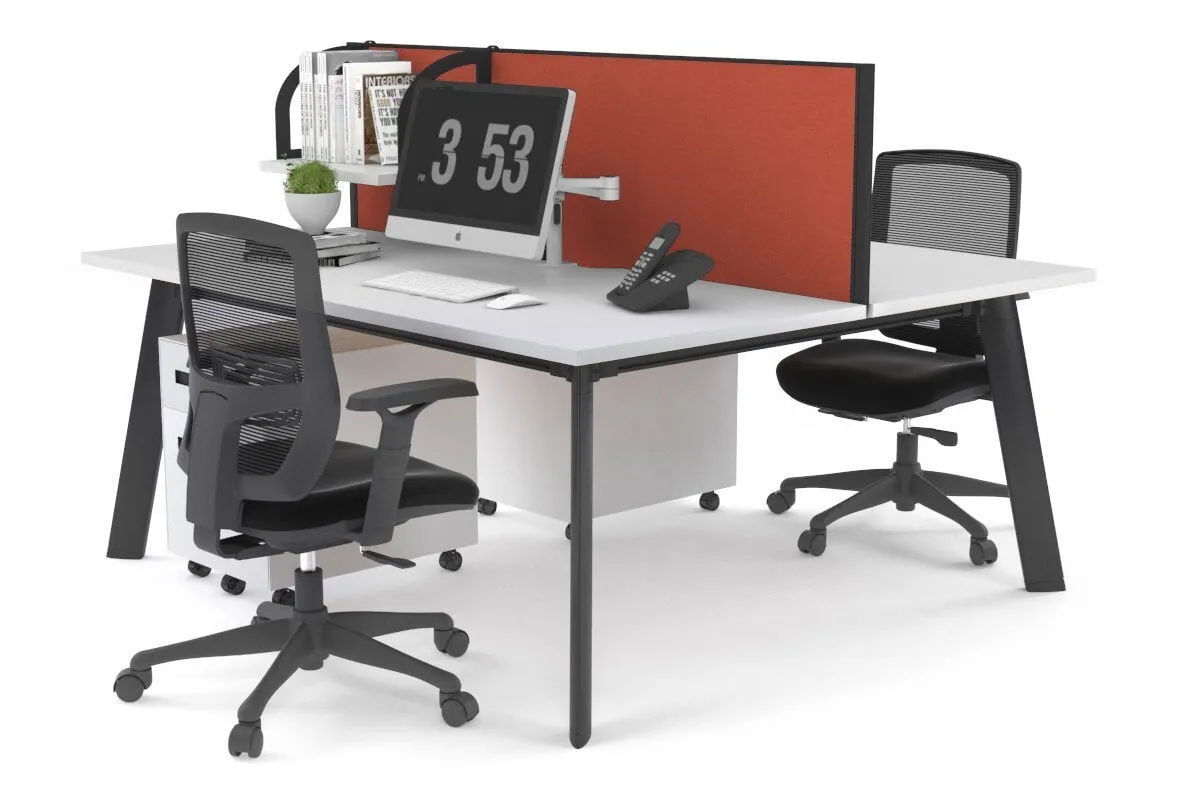 Switch - 2 Person Workstation Black Frame [1200L x 800W with Cable Scallop]