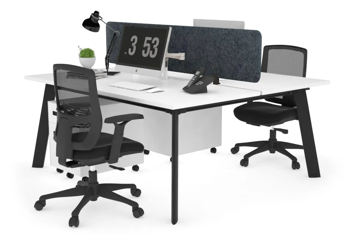 Switch - 2 Person Workstation Black Frame [1200L x 800W with Cable Scallop]