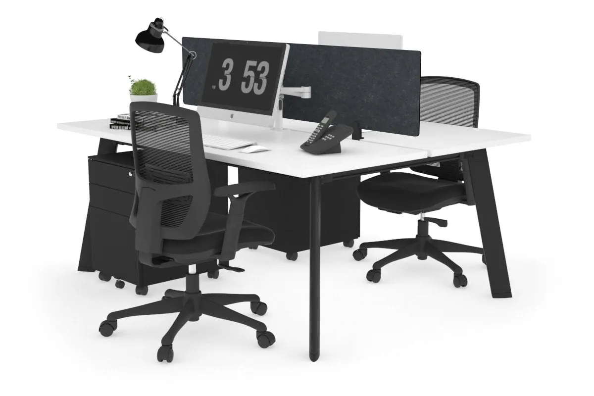 Switch - 2 Person Workstation Black Frame [1400L x 700W]