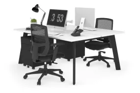 Switch - 2 Person Workstation Black Frame [1400L x 700W]