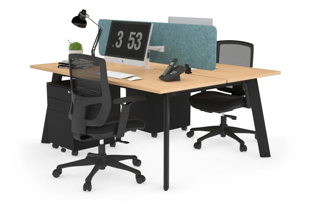 Switch - 2 Person Workstation Black Frame [1400L x 700W]