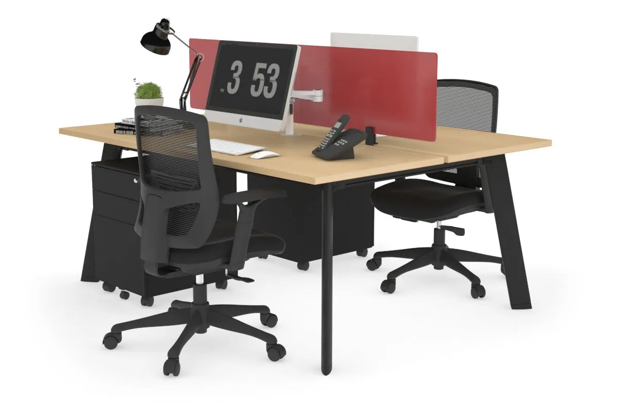 Switch - 2 Person Workstation Black Frame [1400L x 700W]