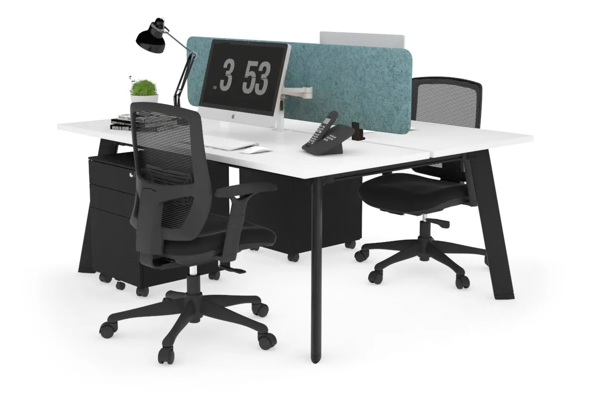 Switch - 2 Person Workstation Black Frame [1400L x 700W]