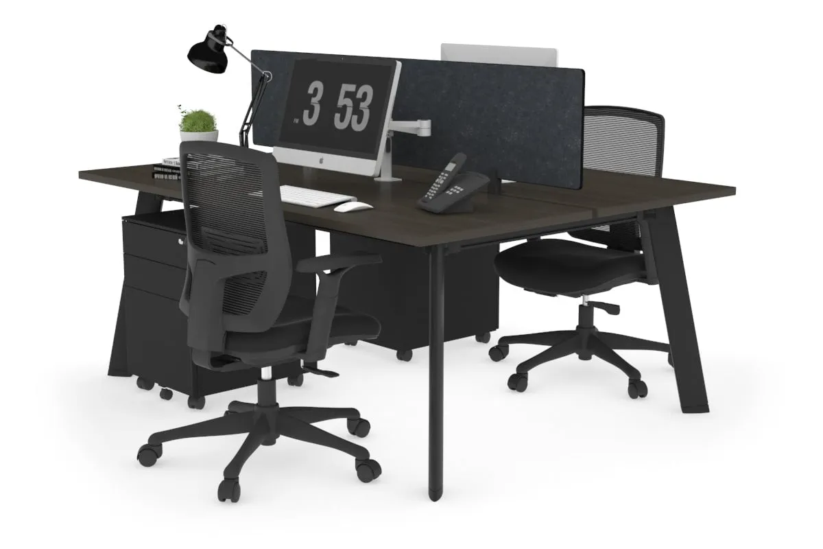 Switch - 2 Person Workstation Black Frame [1400L x 700W]