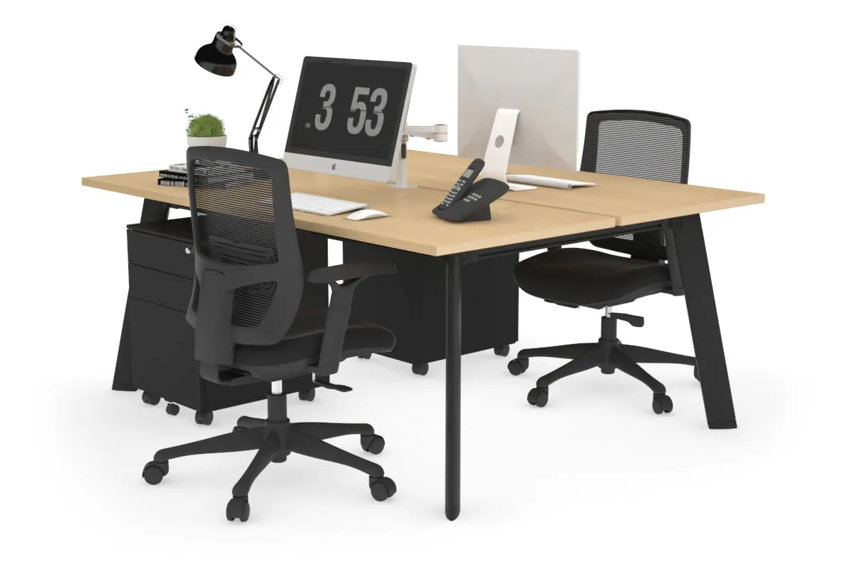 Switch - 2 Person Workstation Black Frame [1400L x 700W]