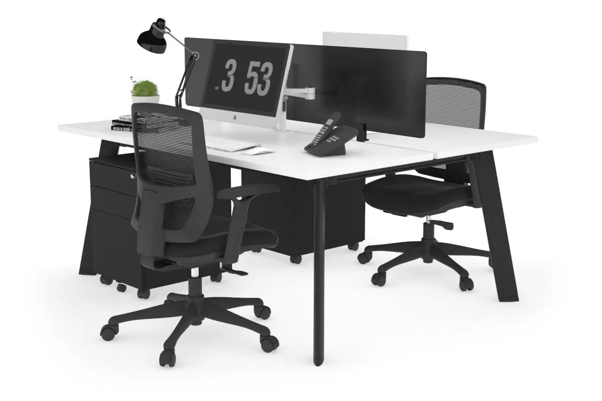 Switch - 2 Person Workstation Black Frame [1400L x 700W]