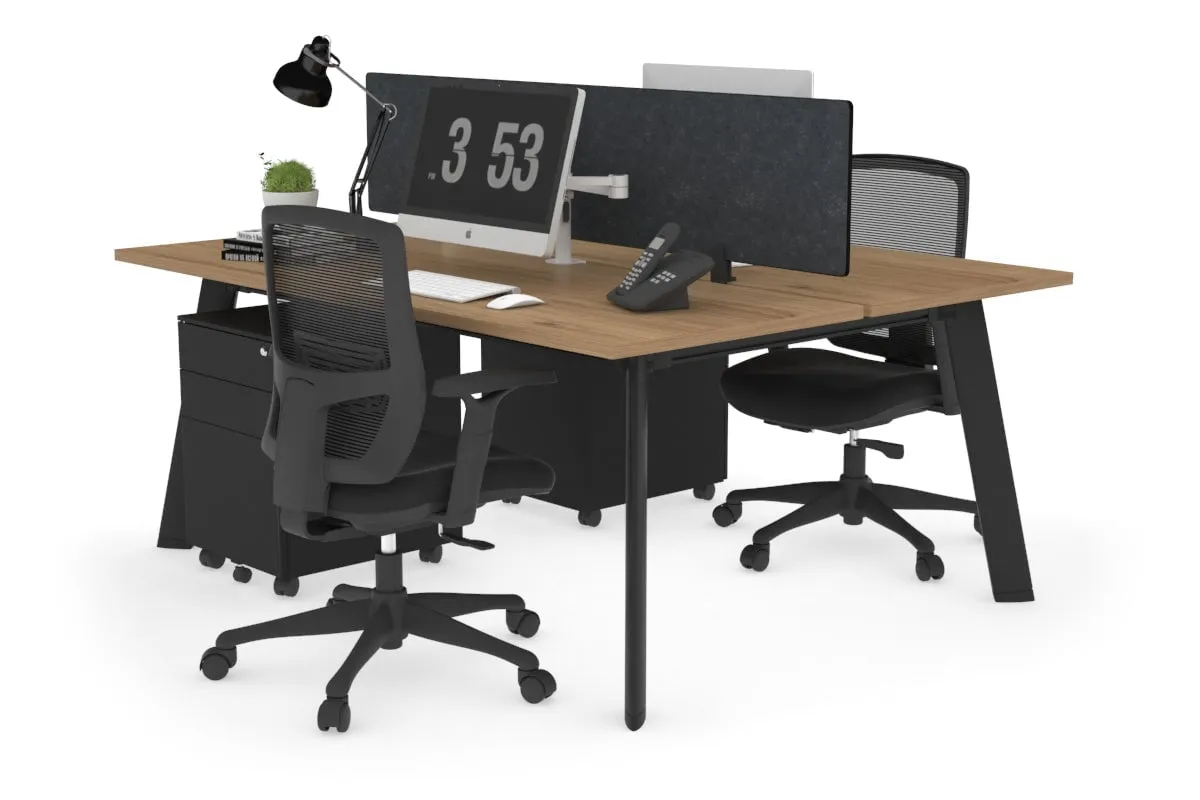 Switch - 2 Person Workstation Black Frame [1400L x 700W]