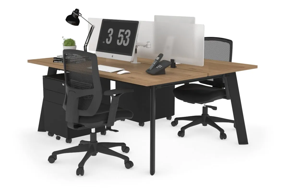 Switch - 2 Person Workstation Black Frame [1400L x 700W]