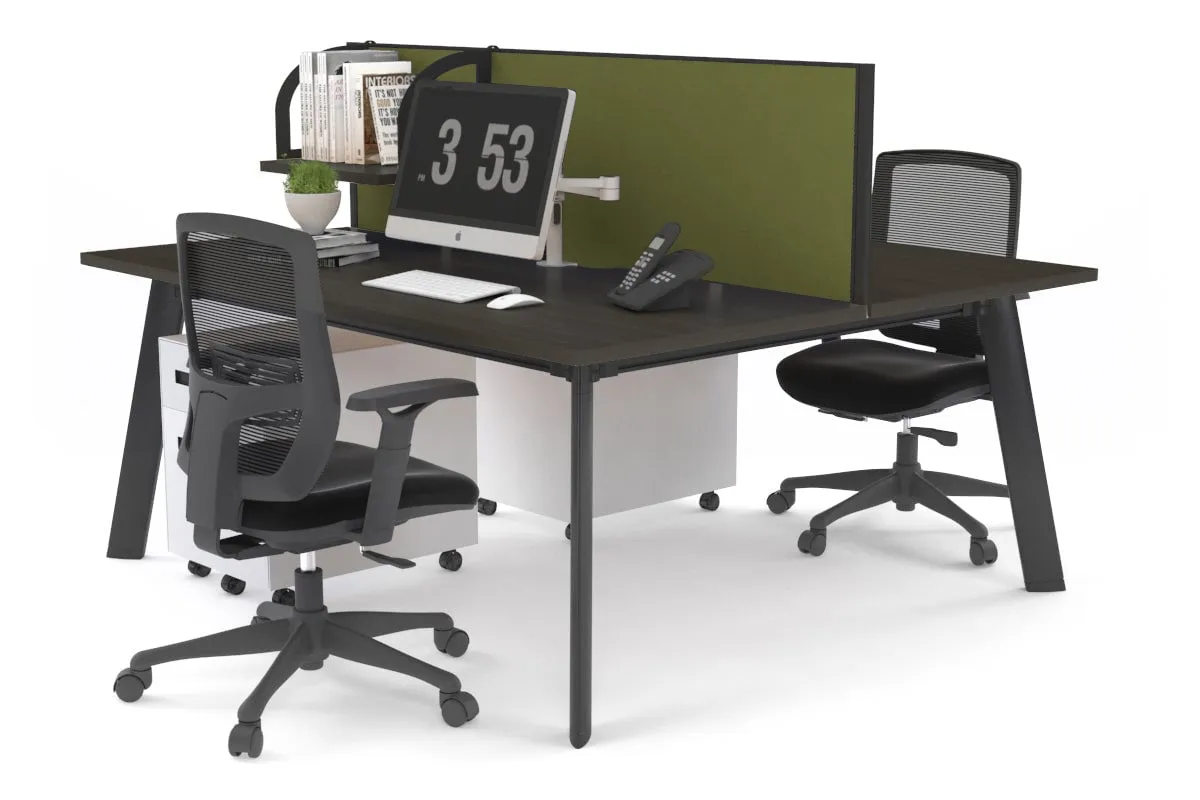 Switch - 2 Person Workstation Black Frame [1400L x 700W]