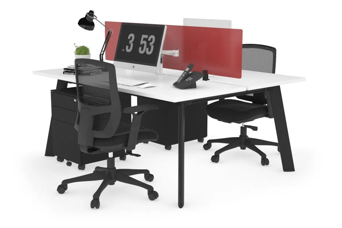 Switch - 2 Person Workstation Black Frame [1400L x 700W]