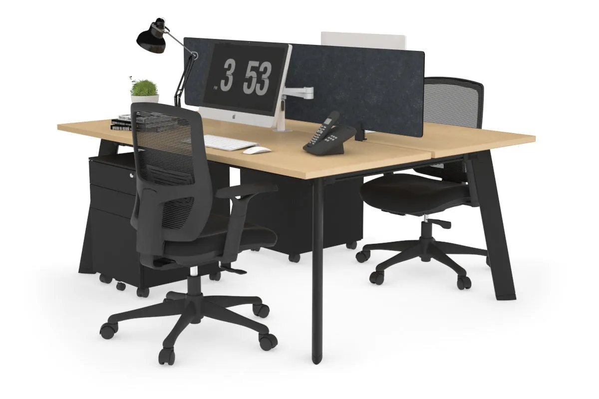Switch - 2 Person Workstation Black Frame [1400L x 700W]