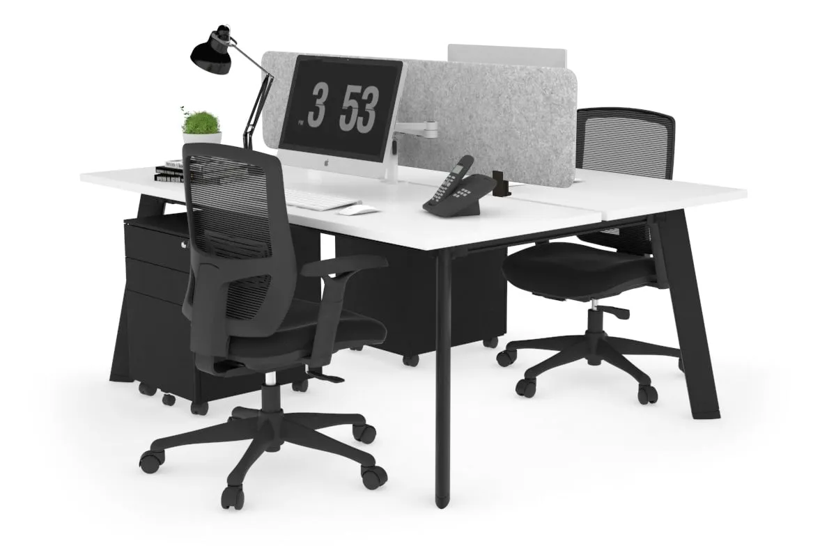 Switch - 2 Person Workstation Black Frame [1400L x 700W]