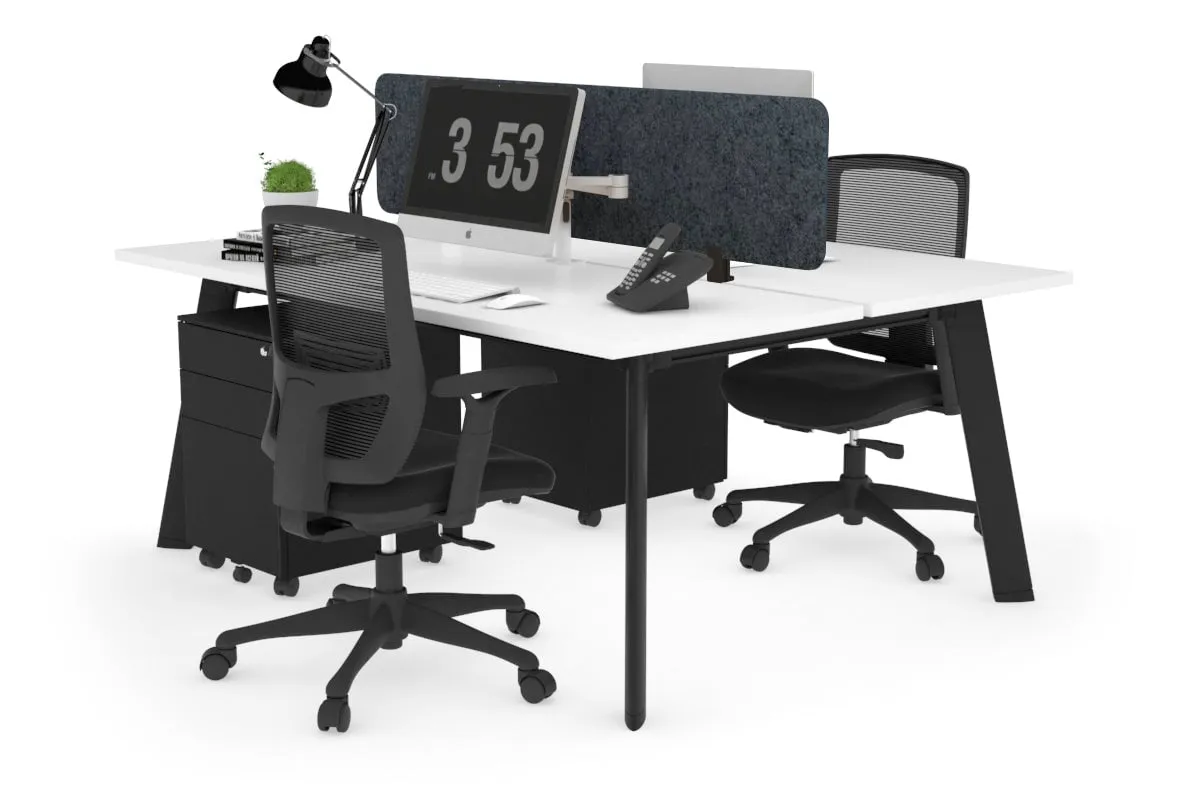 Switch - 2 Person Workstation Black Frame [1400L x 700W]
