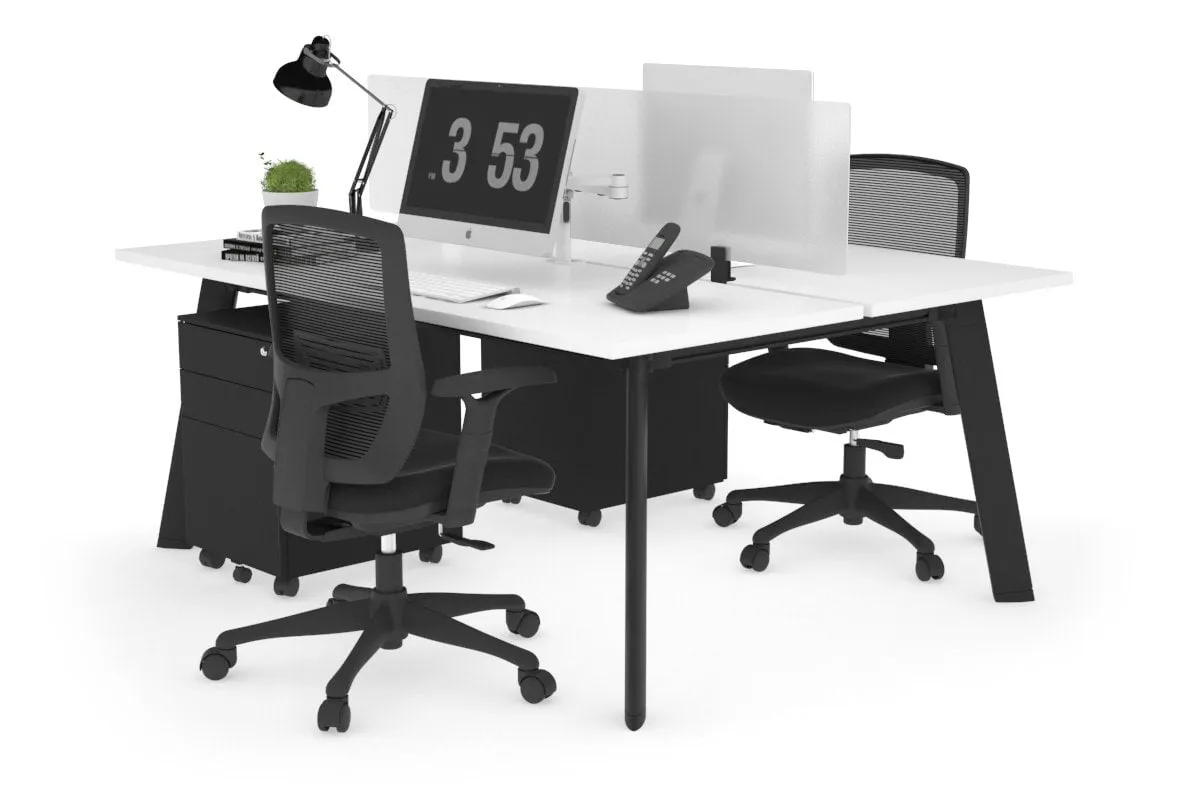Switch - 2 Person Workstation Black Frame [1400L x 700W]