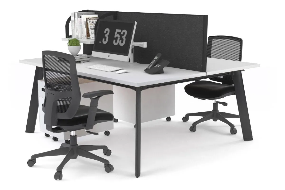 Switch - 2 Person Workstation Black Frame [1400L x 700W]