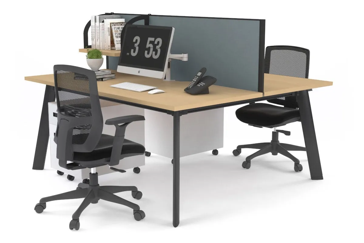 Switch - 2 Person Workstation Black Frame [1400L x 700W]