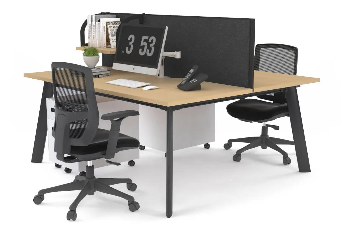 Switch - 2 Person Workstation Black Frame [1400L x 700W]
