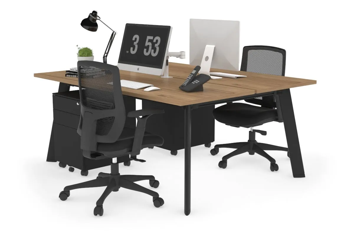 Switch - 2 Person Workstation Black Frame [1400L x 700W]