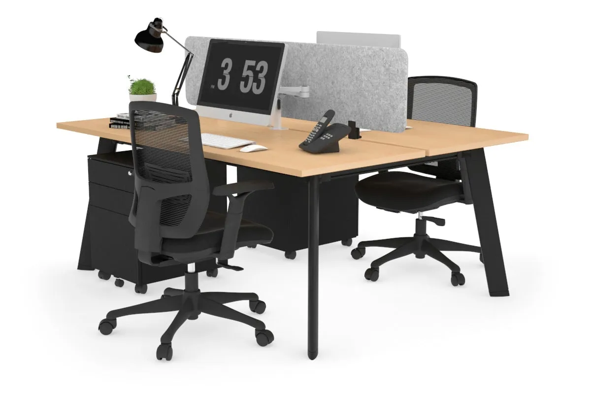 Switch - 2 Person Workstation Black Frame [1400L x 700W]