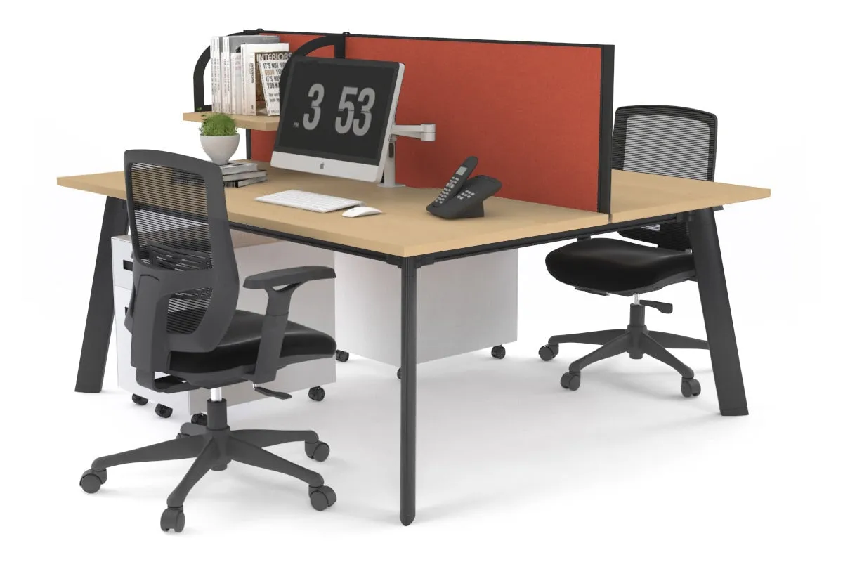 Switch - 2 Person Workstation Black Frame [1400L x 700W]