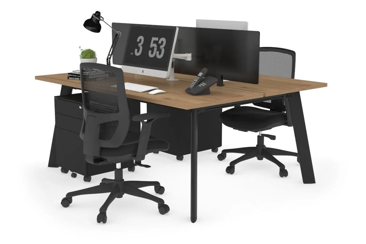 Switch - 2 Person Workstation Black Frame [1400L x 700W]
