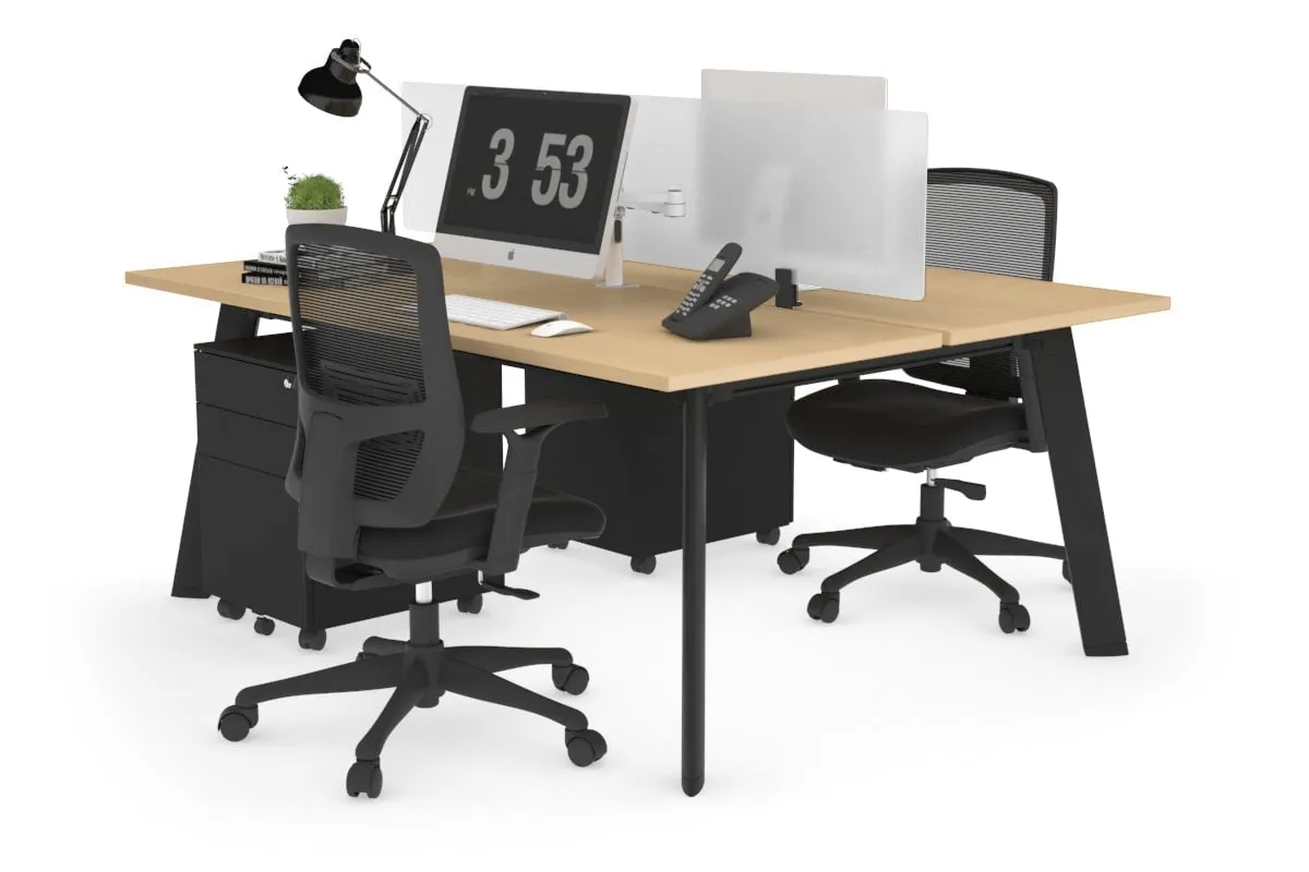 Switch - 2 Person Workstation Black Frame [1400L x 700W]