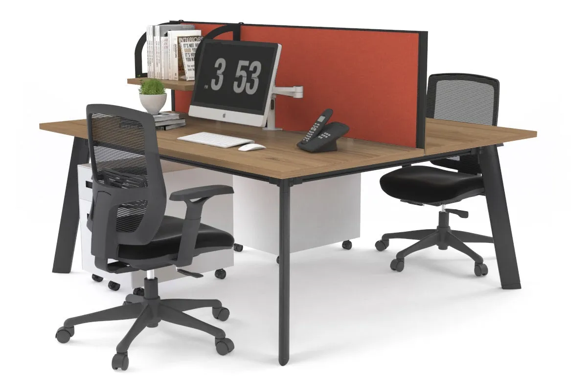 Switch - 2 Person Workstation Black Frame [1400L x 700W]